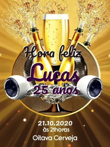 Convite Cerveja Amigos editável e personalizável