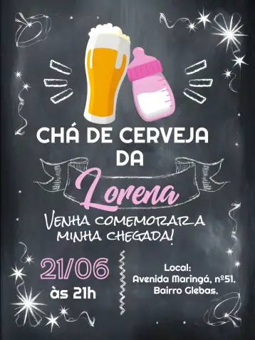 Invite Chalkboard Diaper Drinking Tea editable and customizable