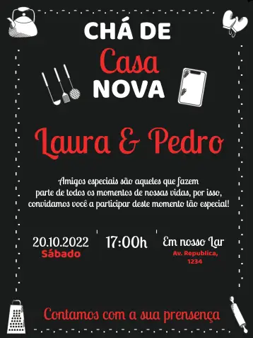 Convite Bridal Shower White Couple para perfect for bridal showers and engagement celebrations. – tema bridal shower (white, red, black, chalkboard, modern, elegant)