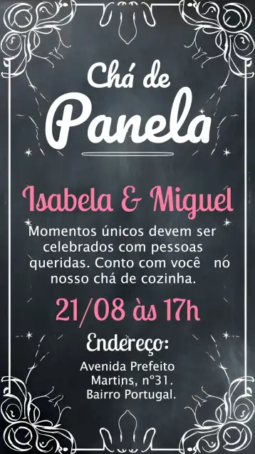 Convite Chá De Cozinha Panela Chalkboard Preto editável e personalizável