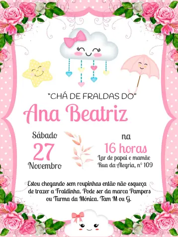 Invitación Baby Shower Rain of Love Little Star editable y personalizable