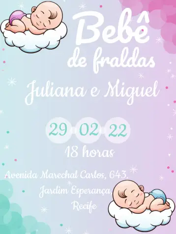 Invitación Baby Shower Gemelos Rosa y Azul Bebés editable y personalizable