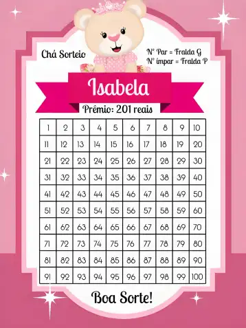 Convite Chá De Fraldas Ursinha Princesa Bebe editável e personalizável