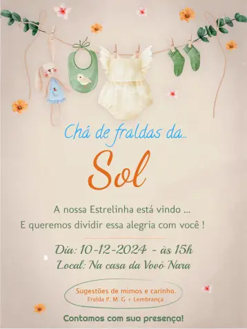 Invitación Baby Shower Ropa Tendedero Bebé editable y personalizable