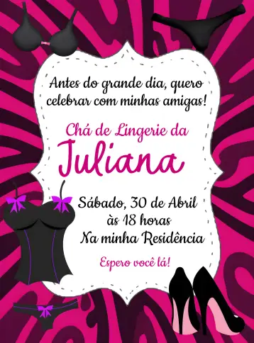 Convite Despedida De Soltera Rosa para despedida de soltera – tema más buscados (rosa, negro, sexy, moderno, femenino, elegante)