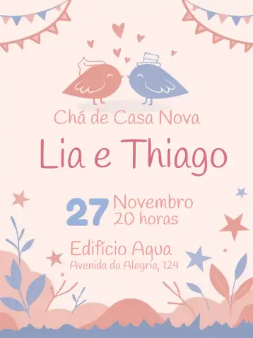 Convite Chá De Panela Casa para chá de panela para celebrar a união e a amizade. – tema chá de panela (floral, romântico, elegante, moderno, suave, vintage)