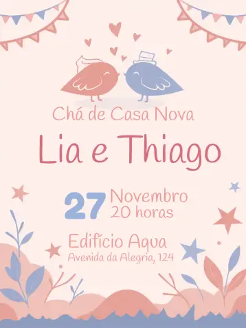 Convite Chá De Panela Casa para chá de panela para celebrar a união e a amizade. – tema chá de panela (floral, romântico, elegante, moderno, suave, vintage)