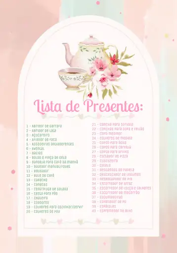 Convite Chá De Panela Floral Casa editável e personalizável