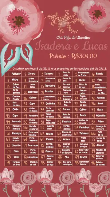 Convite Chá De Panela Floral Flores editável e personalizável