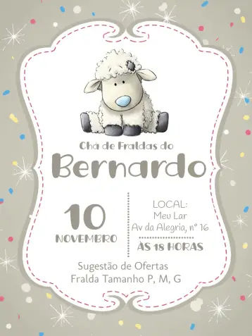 Invitación Baby Shower Ovejita Azul editable y personalizable