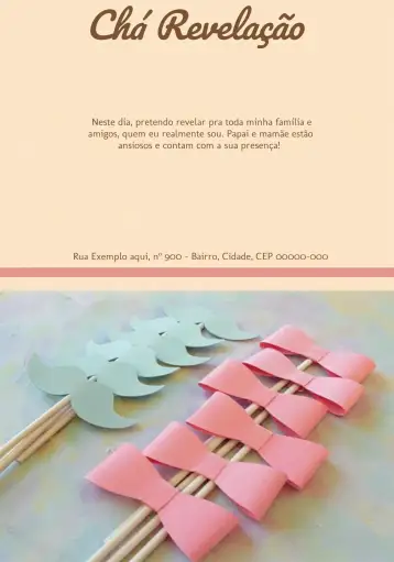 Convite Chá Revelação Menino Ou Menina Bege para chá de revelação do bebê. – tema chá revelação (minimalista, confortável, delicado, moderno, neutro, festivo)