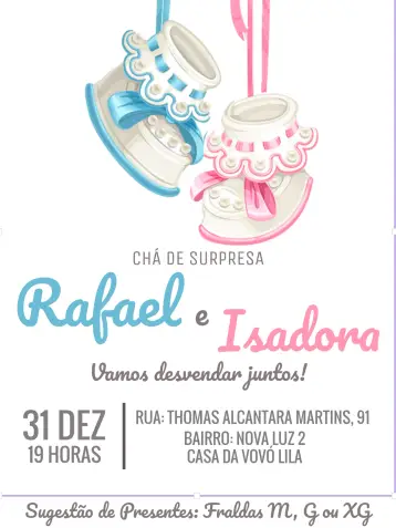Invitación Revelación de Género Niño o Niña Zapatos editable y personalizable