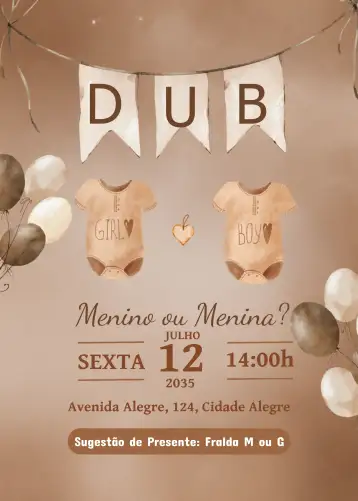 Convite Bear Gender Reveal Tea para baby gender reveal tea. – tema gender reveal (watercolor, cute, pastel, children's, teddy bears, delicate)