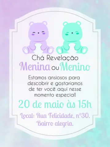 Invitación Baby Shower Teddy Bears Reveal editable y personalizable