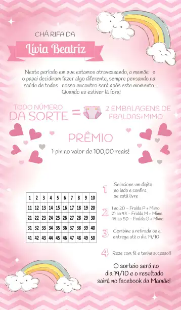 Invite Tea Raffle Rain of Love Numbers editable and customizable