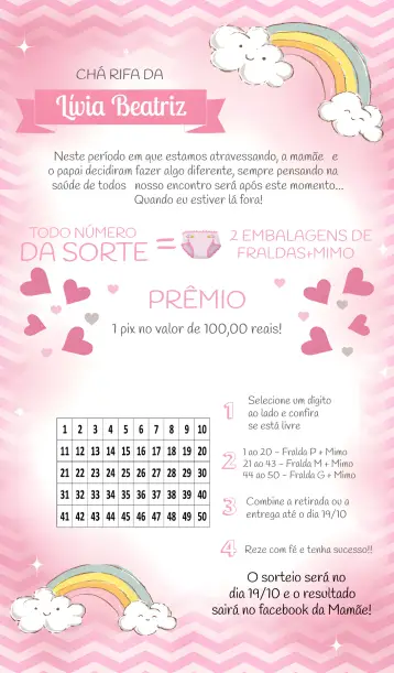 Invite Tea Raffle Rain of Love Numbers editable and customizable