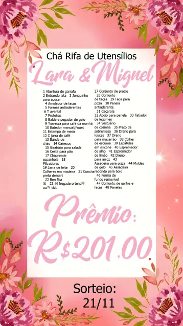 Convite Chá Rifa De Cozinha Floral Panela para chá de panela, ideal para celebrar a união e os novos começos. – tema chá de panela (floral, rosa, marsala, branco, elegante, romântico)