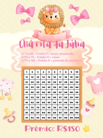 Convite Baby Shower Raffle Tea Little Lioness Tea para baby shower for girls. – tema té rifa (safari, animales, azul claro, divertido, infantil, moderno)
