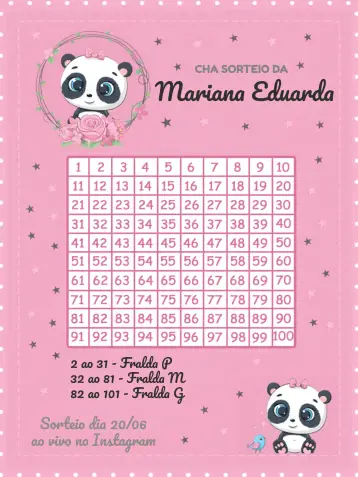 Invite Gray Panda Tea Raffle editable and customizable