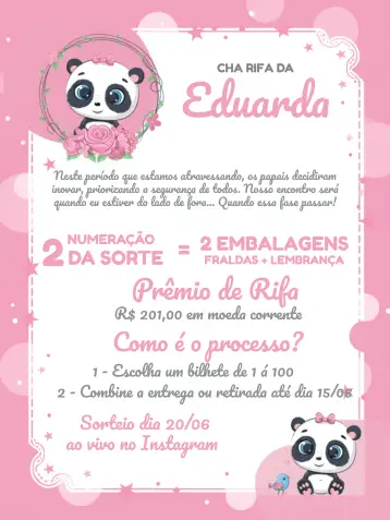 Invite White Panda Raffle Tea editable and customizable