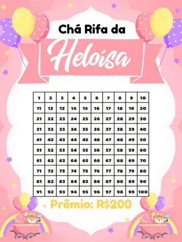 Invitación Chá Rifa Raposinha Bebê editable y personalizable