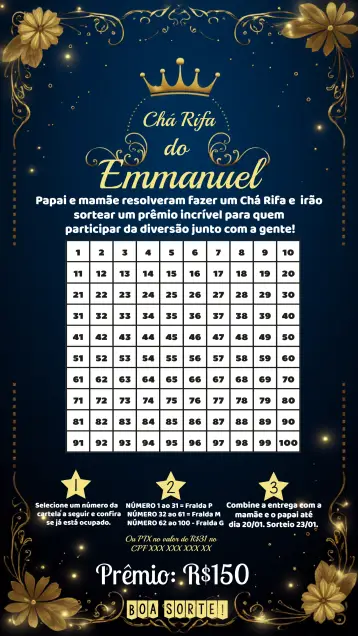 Invite Tea Raffle Royalty 100 editable and customizable