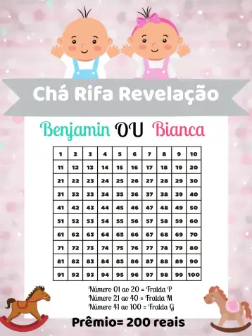 Convite Tea Raffle Babies Gender Reveal para baby gender reveal party – tema gender reveal (modern, colorful, cute, childish, fun, minimalist)