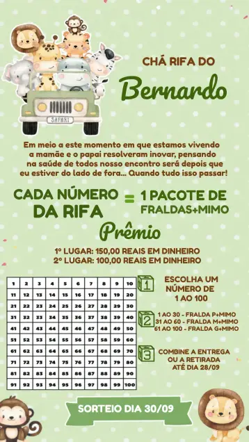 Invite White Safari Raffle Tea editable and customizable