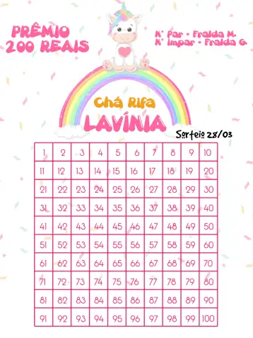 Invite Unicorn Tea Raffle Party editable and customizable