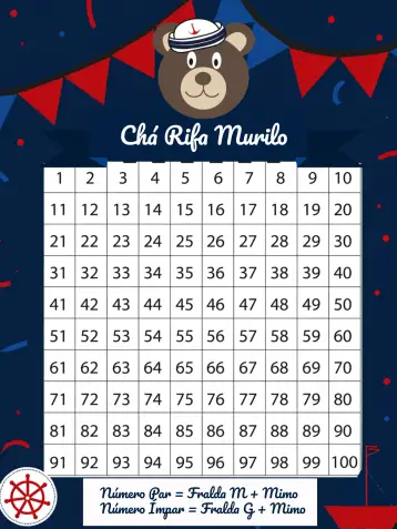 Convite Chá Rifa Ursinho Marinheiro Nautico para chá de rifa infantil com temática náutica. – tema chá rifa (nautico, infantil, colorido, divertido, marinheiro)