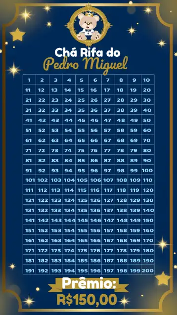 Convite Té Rifa Osito Príncipe Cartela para ideal para baby shower con temática de osito príncipe. – tema té rifa (oso, príncipe, dorado, azul, blanco, infantil)