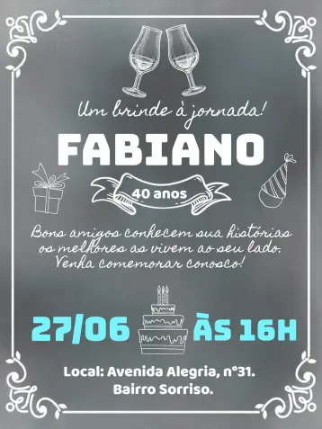 Invitación Pizarra Brinde editable y personalizable