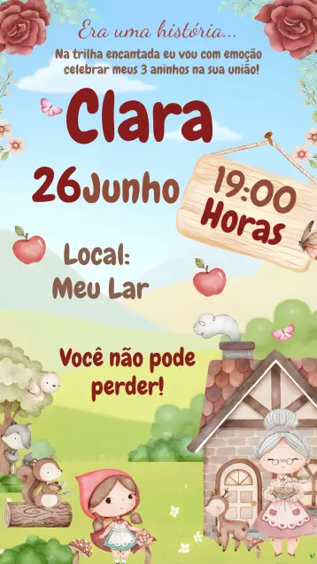 Invite Little Red Riding Hood Tale editable and customizable