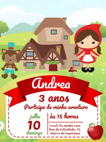 Invite Little Red Riding Hood Party editable and customizable