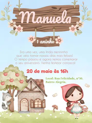 Invite Little Red Riding Hood Grandma editable and customizable