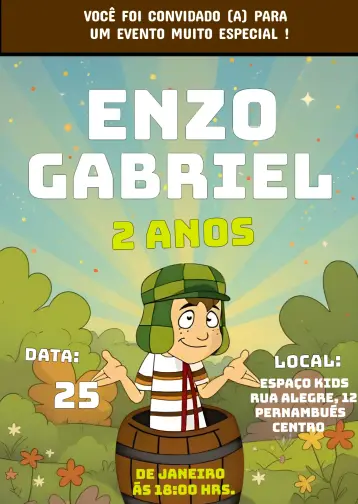 Invite El Chavo's Chaves Party editable and customizable