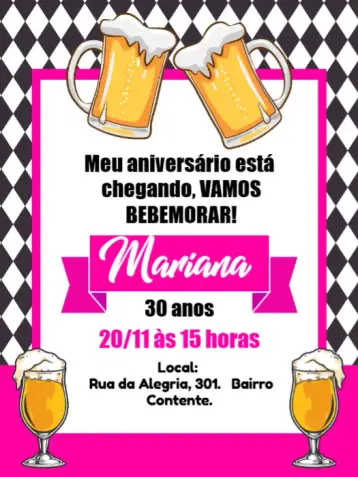 Invite Barbecue Boteco Pink Draft Beer editable and customizable