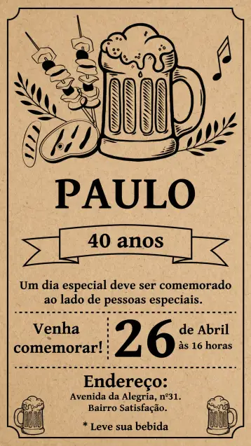 Convite Adult BBQ Chalkboard para adult birthday with barbecue theme. – tema birthday (chalkboard, craft, rustic, modern, casual)