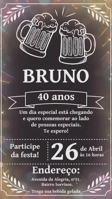 Convite Parrilla Pizarra Carne para cumpleaños con temática de parrilla. – tema cumpleaños (pizarra, rústico, moderno, blanco y negro, craft, informal)