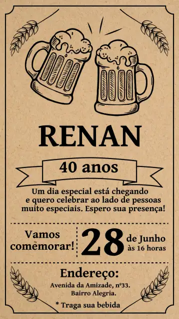 Convite Churrasco Chalkboard Festa editável e personalizável