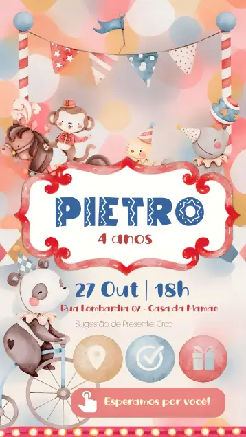 Convite Circo Chica para cumpleaños infantil o fiesta temática de circo. – tema más buscados (colorido, divertido, jocoso, alegre, festivo)