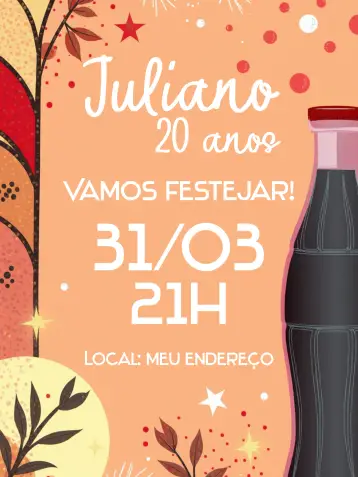 Invitación Coca Cola Adulto editable y personalizable