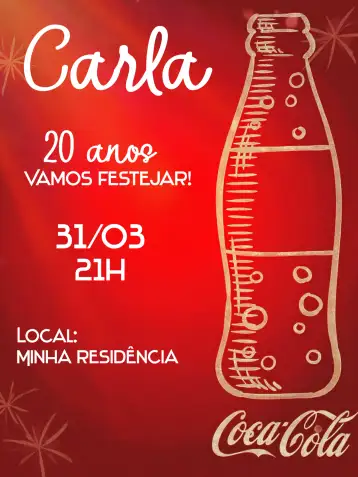 Convite Coca Cola Refresco para cumpleaños de adultos con tema refrescante. – tema cumpleaños (rojo, blanco, moderno, divertido, temático)