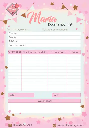 Convite Comanda Para Doceria Logo para ideal para eventos de doceria e festas com tema de doces. – tema mais pesquisados (moderno, minimalista, elegante, colorido, divertido, artístico)