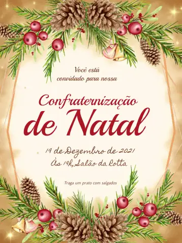 Convite Celebración de Navidad Verde para celebración de navidad con amigos y familiares. – tema fechas conmemorativas (verde, marrón, nude, naturaleza, festivo, rústico)