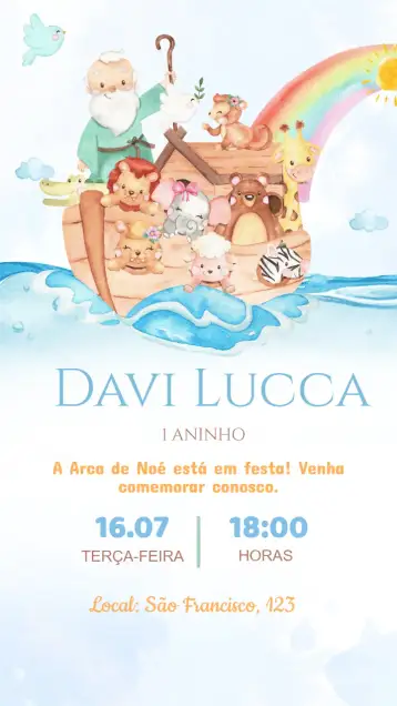 Convite Invitación Cumpleaños Arca de Noé – tema cumpleaños infantil