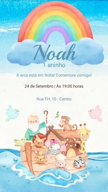 Convite Convite Aniversário Arca de Noé – tema aniversário infantil