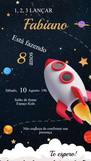 Convite Convite Aniversário Astronauta – tema aniversário infantil