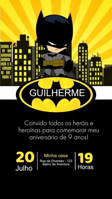 Invite Batman Birthday Invitation editable and customizable