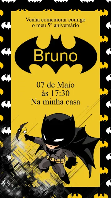 Convite Convite Aniversário Batman editável e personalizável
